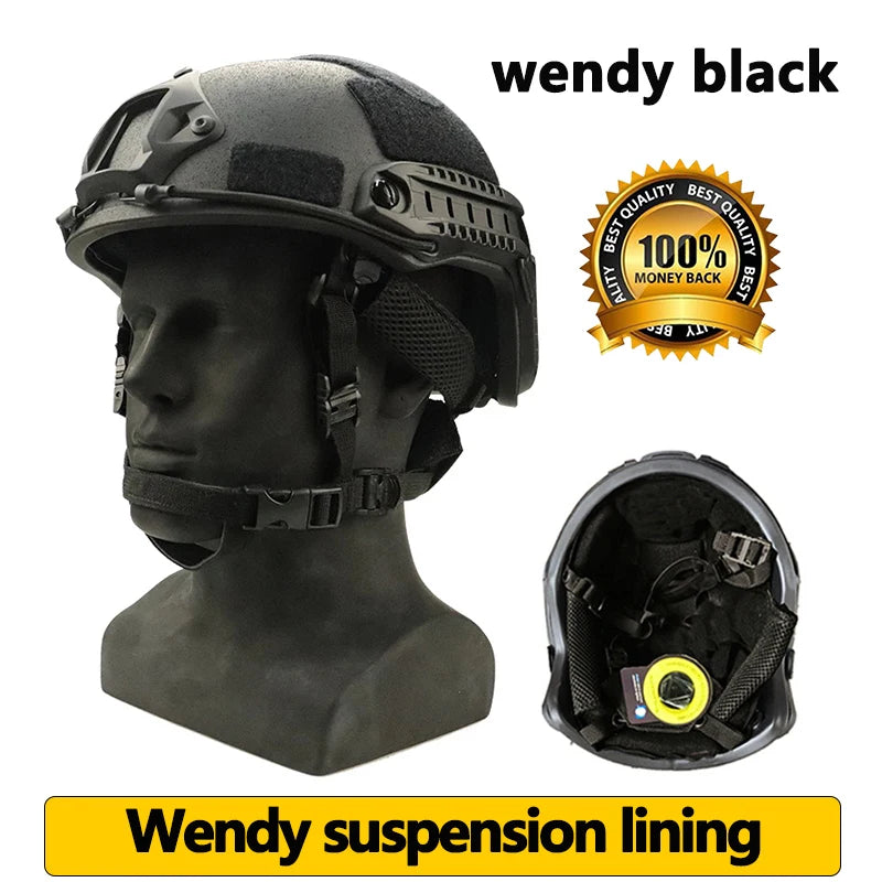 Kevlar Tactical Ballistic Helmet ACH High Cut Helmet NIJ IIIA Fast Wendy's Suspension Pad Safety Protective Bulletproof Helmet